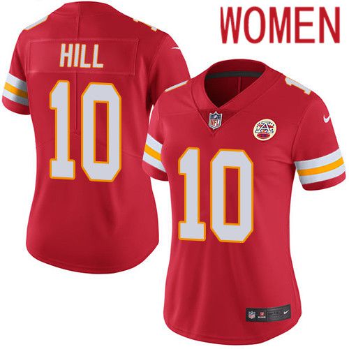 Women Kansas City Chiefs #10 Tyreek Hill Nike Red Vapor Limited NFL Jersey->women nfl jersey->Women Jersey